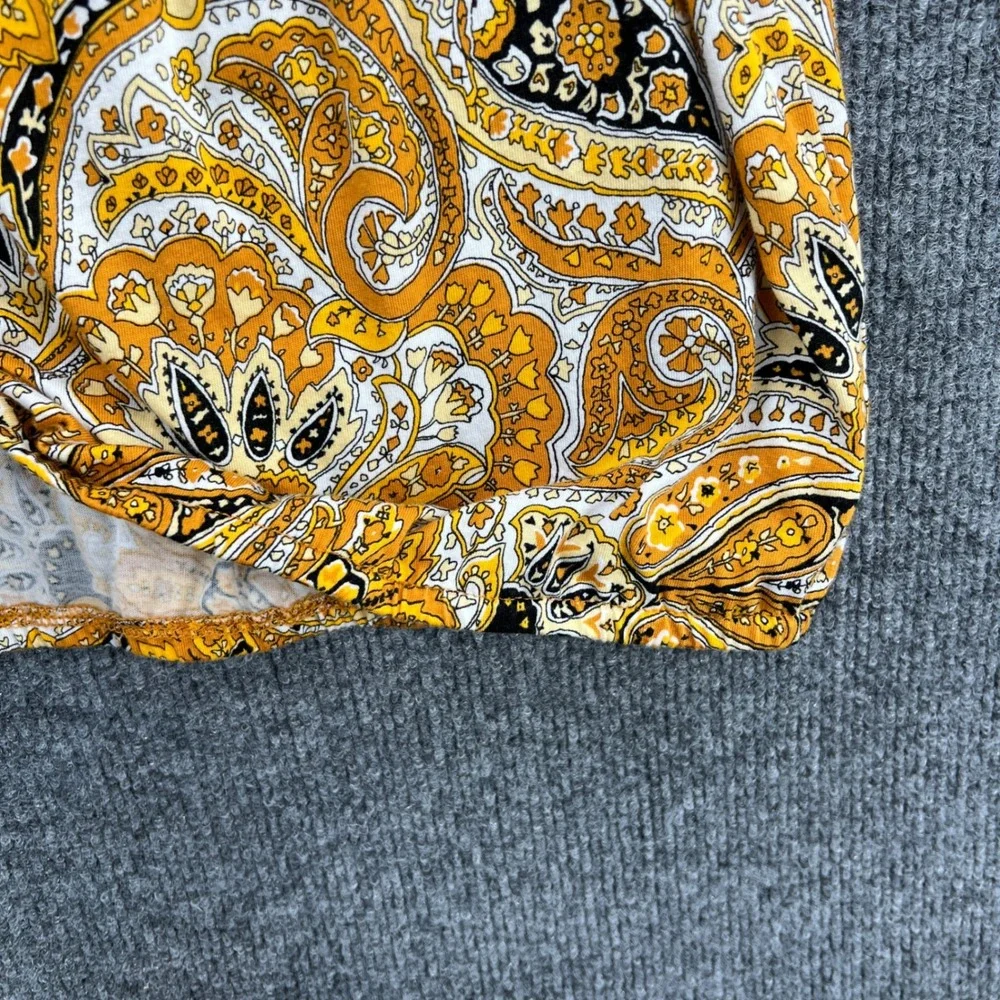 Michael Kors Paisley Blouse Womens Size M Yellow Boho‎ Chic Peasant Cottage